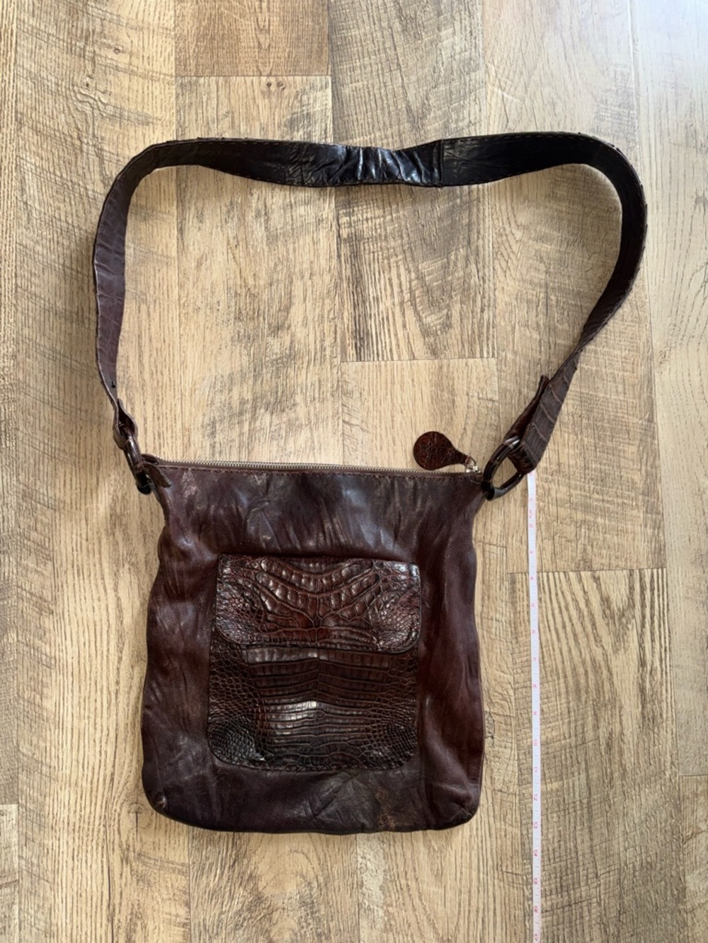 Parker OCHS Brown Leather Genuine Crocodile Crossbody Bag